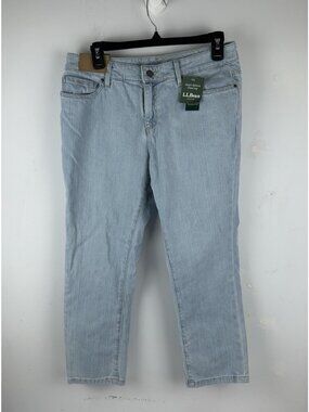 LL Bean Light Wash Blue Ocean Point Capri Stretch Jeans Women's 8 Petite NWT